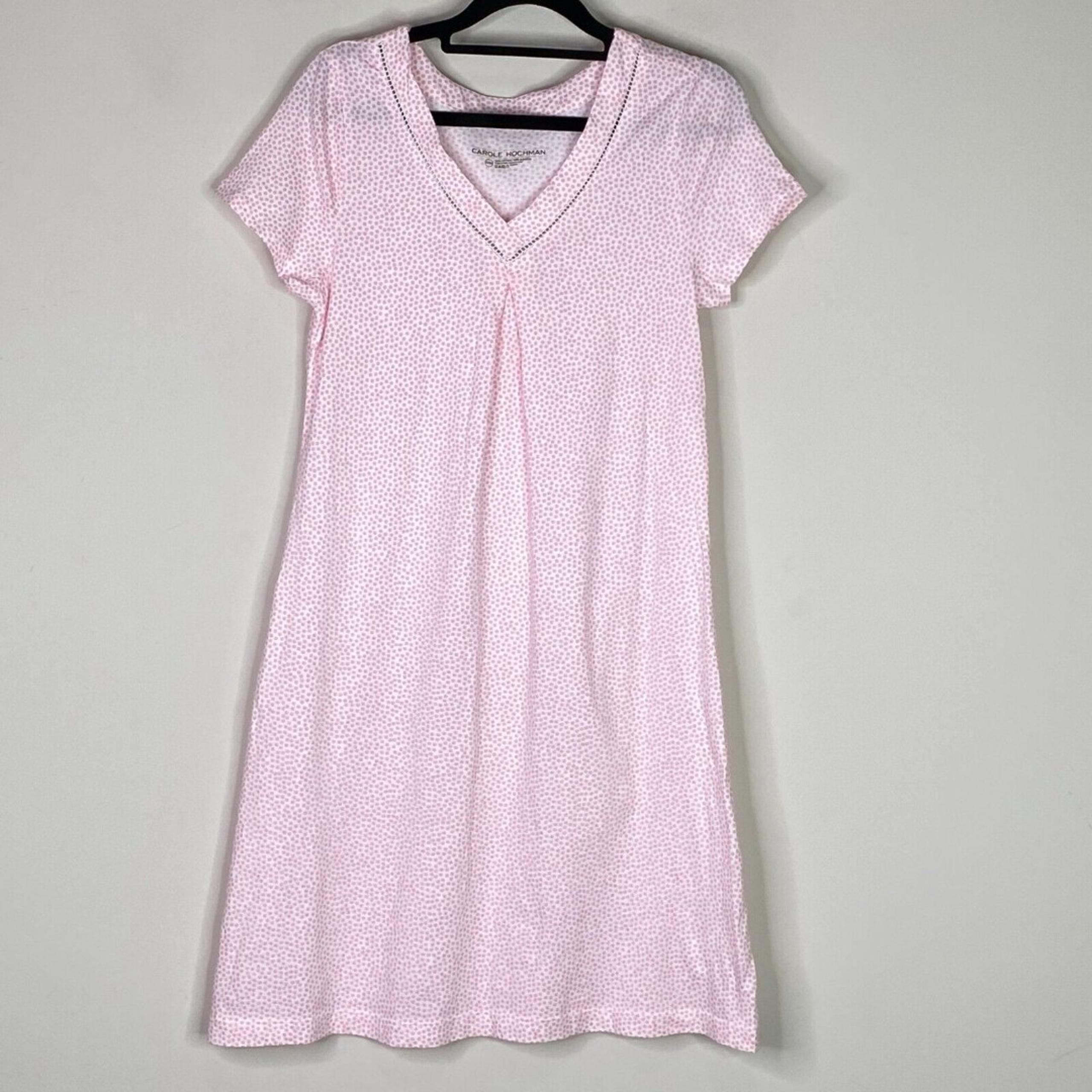 Carole Hochman Pink Polka Dot Chemise Short Sleeve Nightgown Women's Size XS
