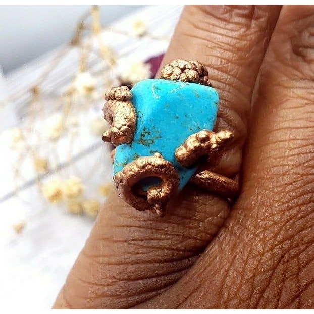 Turquoise copper tentacle Ring