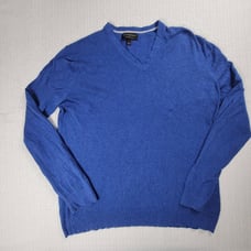 Banana Republic V-Neck Sweater Cotton/Cashmere/Silk Blend Men Size Large Blue