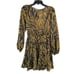 VICI COLLECTION Olive Zebra Print Balloon Sleeve Tie Waist Dress SZ S