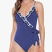 Becca by Rebecca Virtue Women's Scallop Trim Surplice One Piece Swimsuit Large