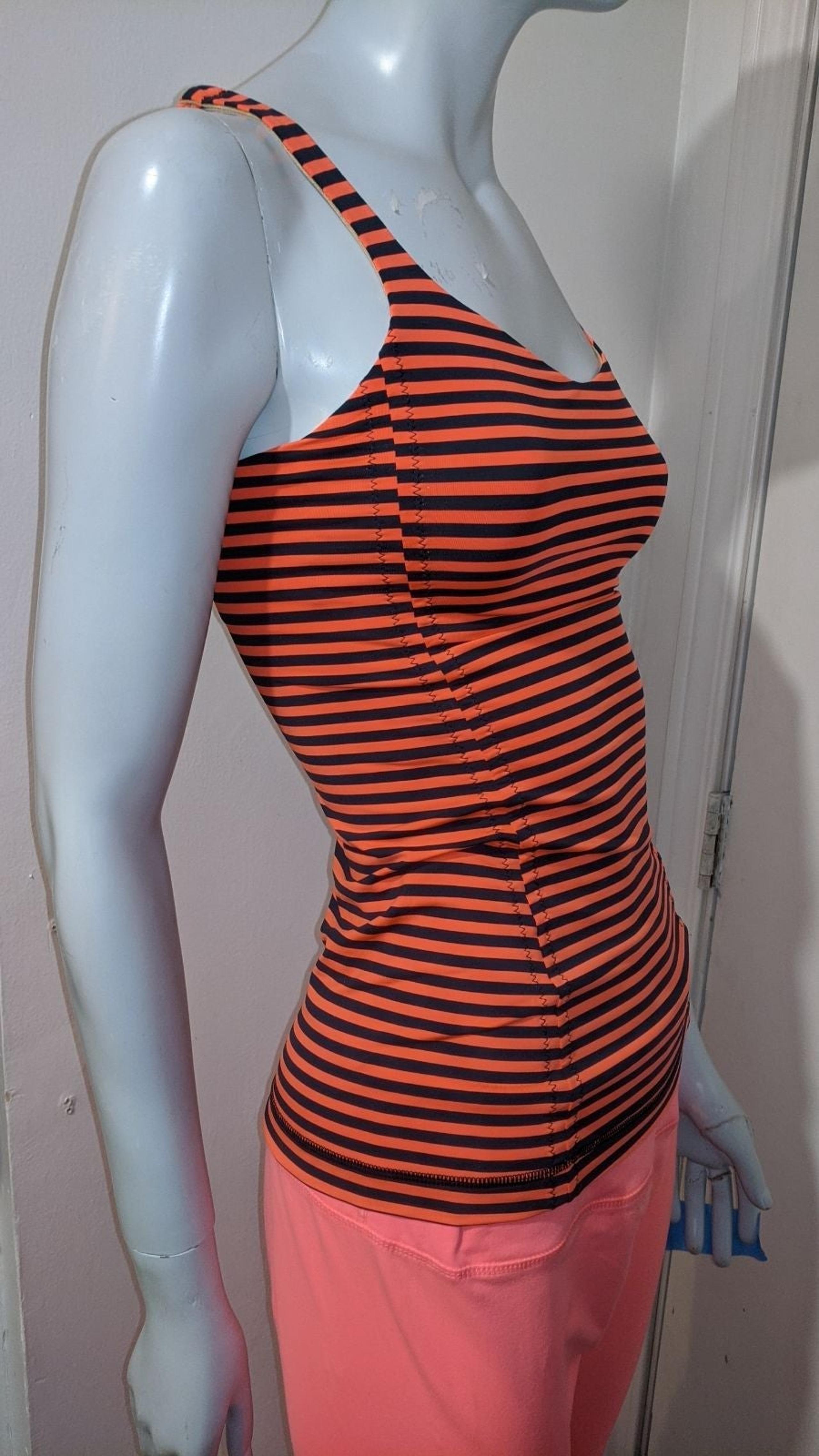 2 Lululemon tank orange &blk striped