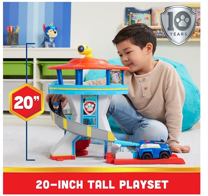 Paw Patrol Lookout Tower Playset with Toy Car Launcher, 2 Chase Action Figures
