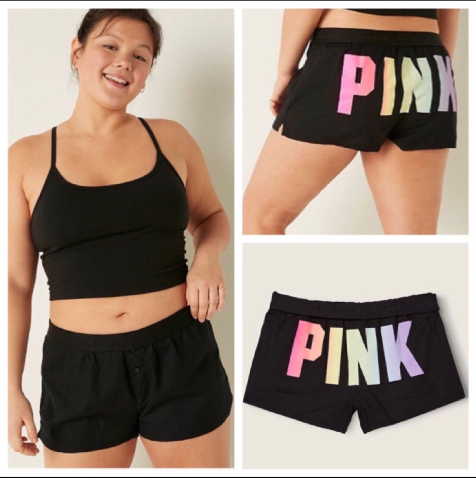 VS PINK PINK FLANNEL SLEEP BOXY SHORT XS