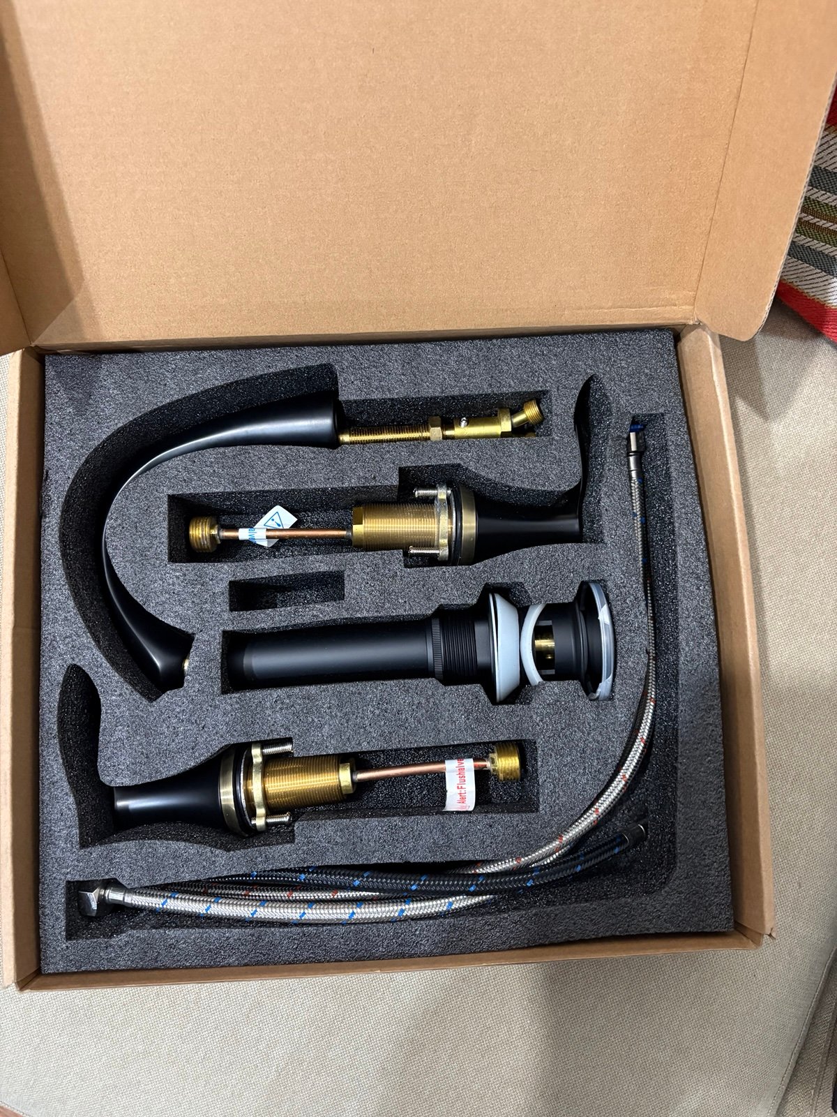 Black and Gold Bathroom Faucet 3 Hole, Lava Odoro 8 inch Widespread Bathroom