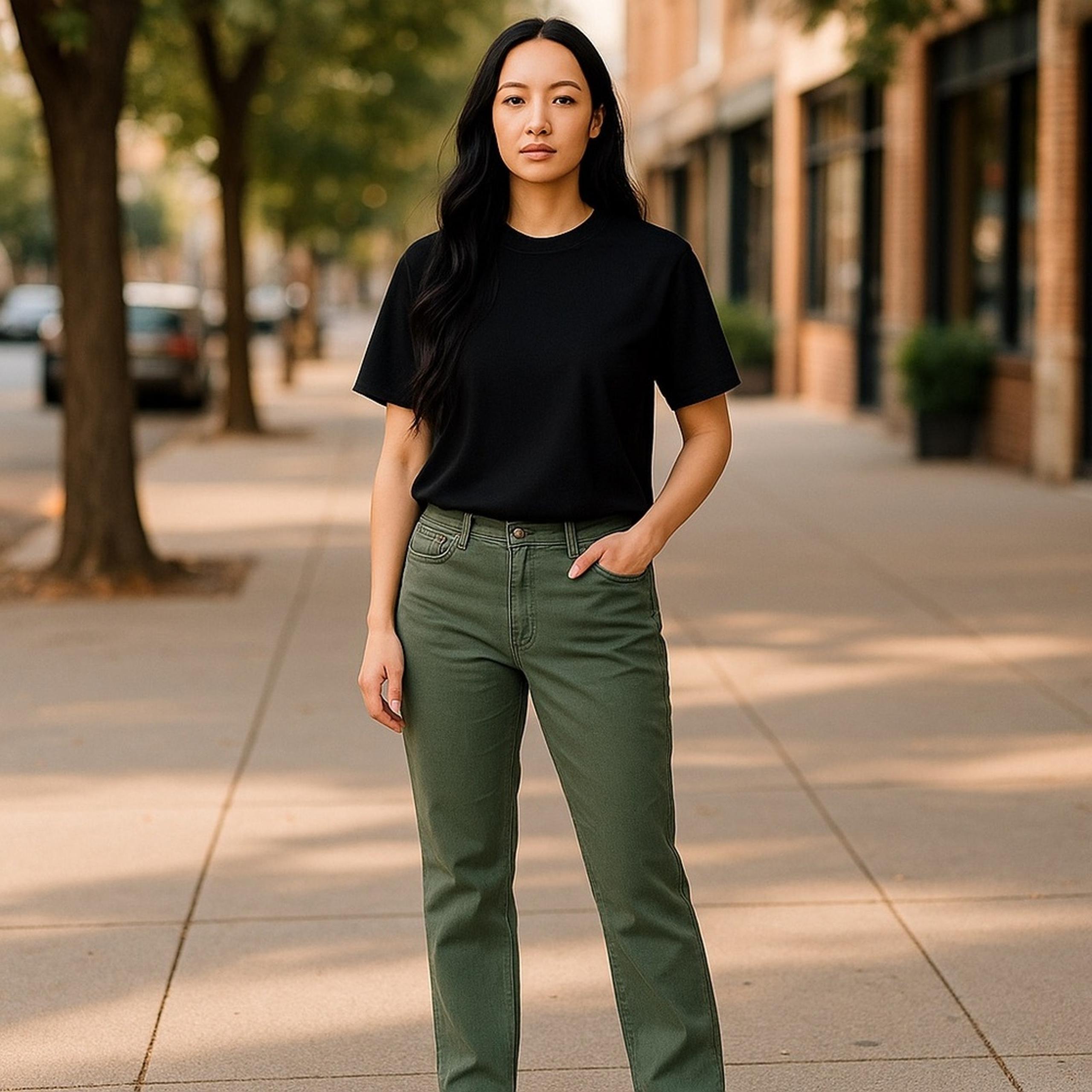 Faded Glory Sage Green Straight Leg Jeans Relaxed Fit Women's 4