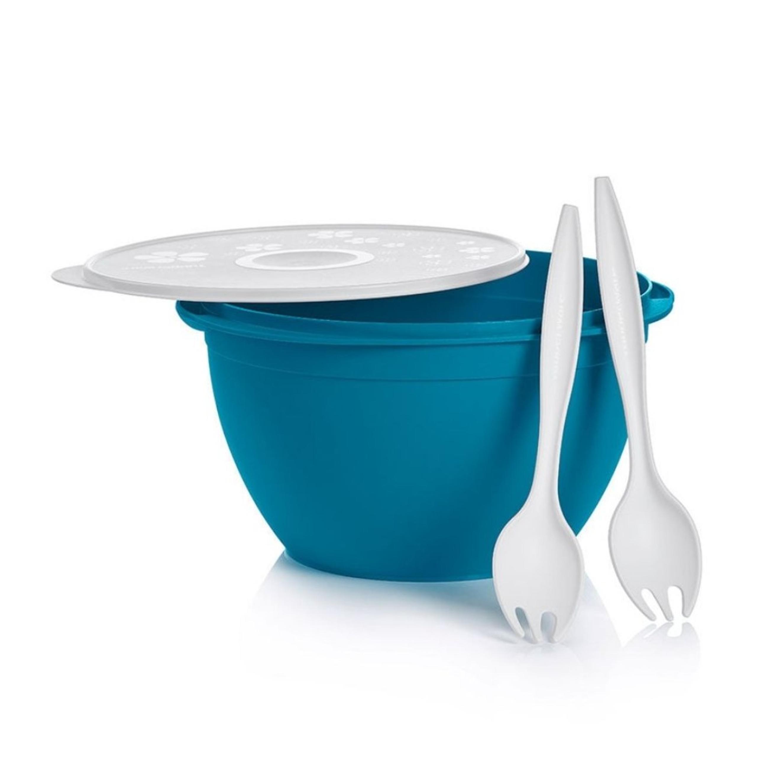 Tupperware Giant Legacy Mega Maxi Blue Bowl 10L / 42c with Serving Spoons NEW