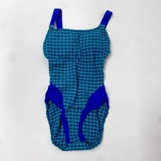 Jantzen Teal and Blue poly/nylon Gingham Size 10 Made in the USA