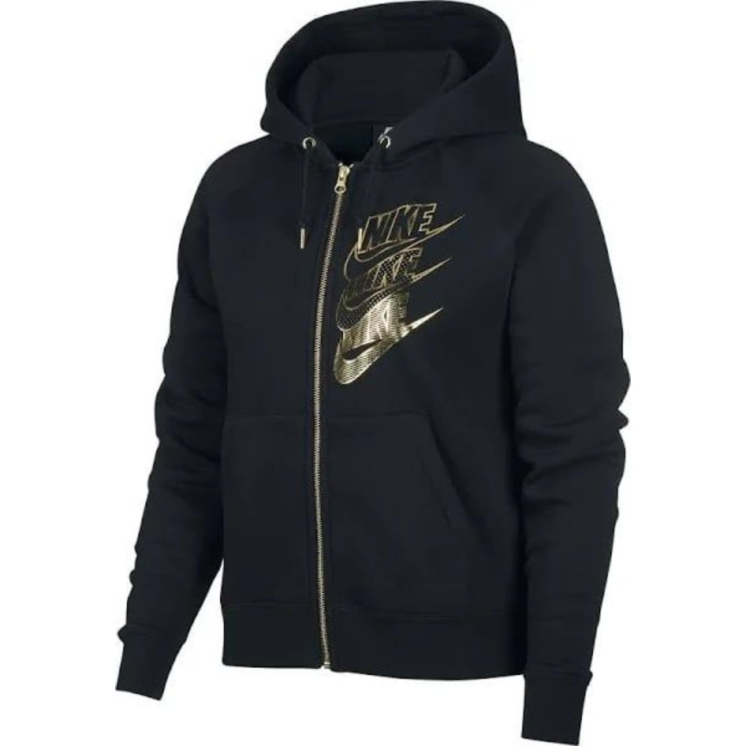 Nike Sportswear Women's Shine Metallic Logo Jersey Knit Zip Up Hoodie Jacket S