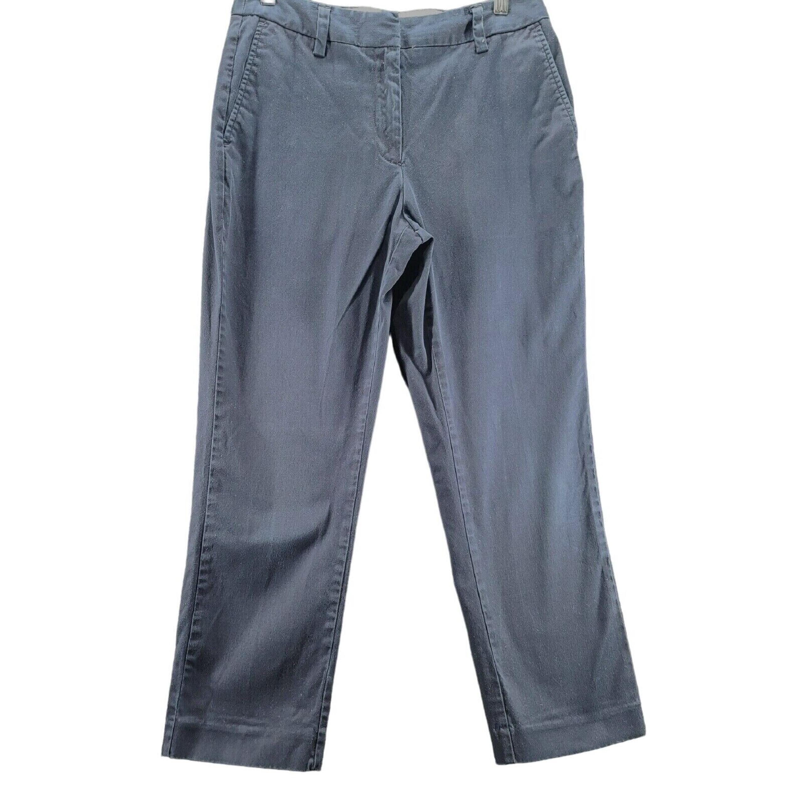 Land's End Womens Pants Blue Size 6 Cotton Blend Button Zip Pockets Stretch