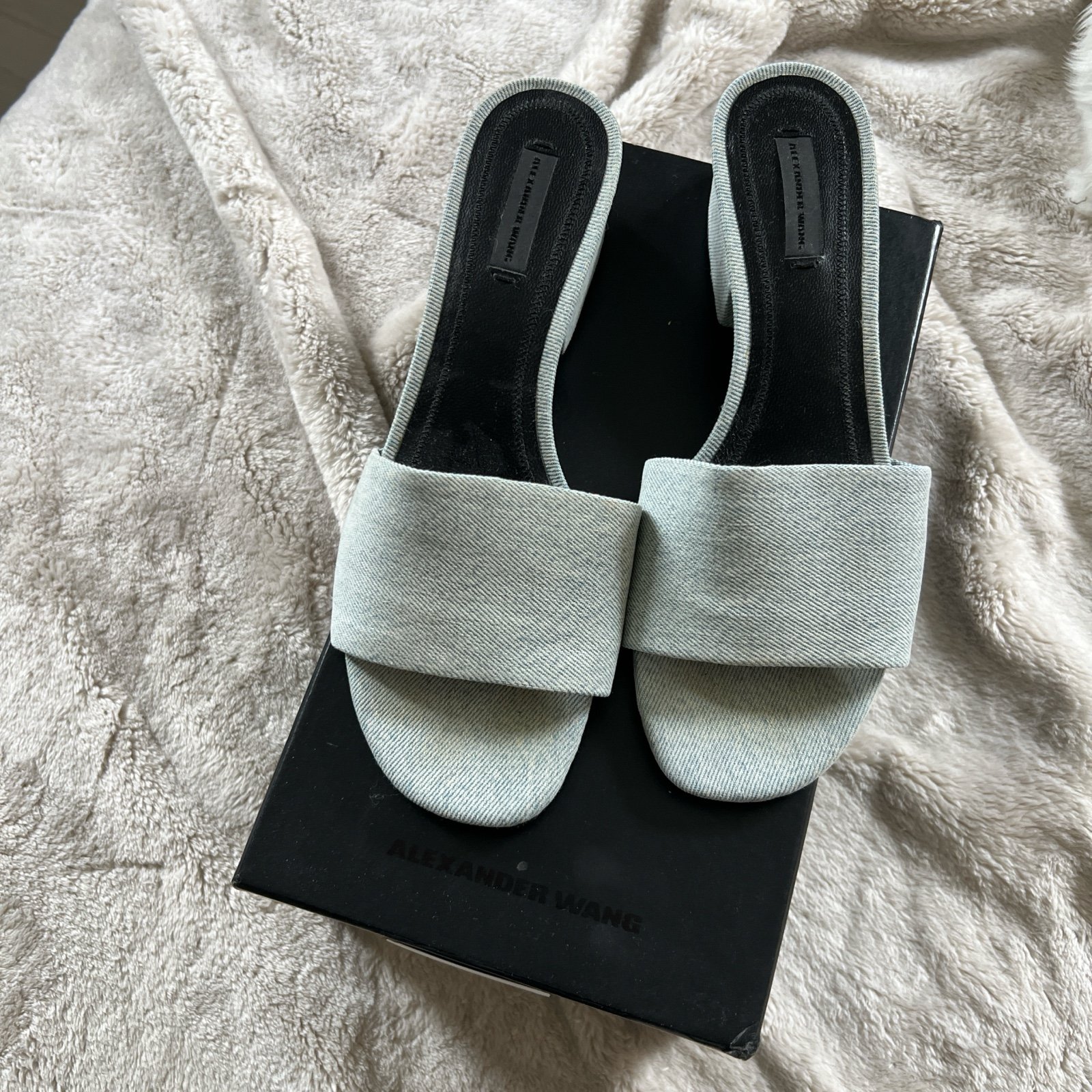 Alexander Wang Denim Sandals with silver detail. Size 8.5.