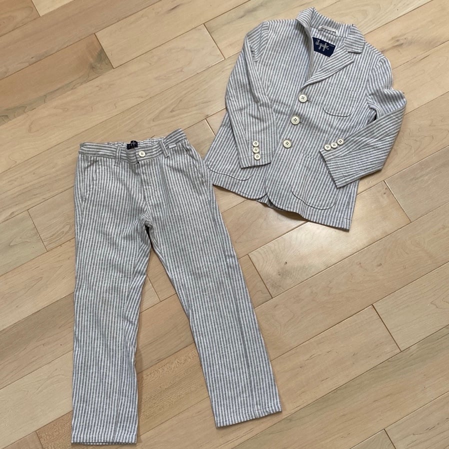 Il Gufo boys soft cotton stretch blazer pants white grey suit