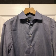 Armani collezioni men's gray striped cotton casual shirt slim fit size: 16(41)