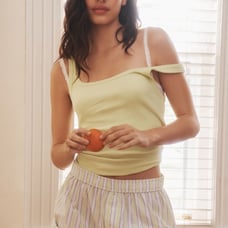 The Wren Boxer Pajama Shorts by Anthropologie in Yellow Motif - Size XL