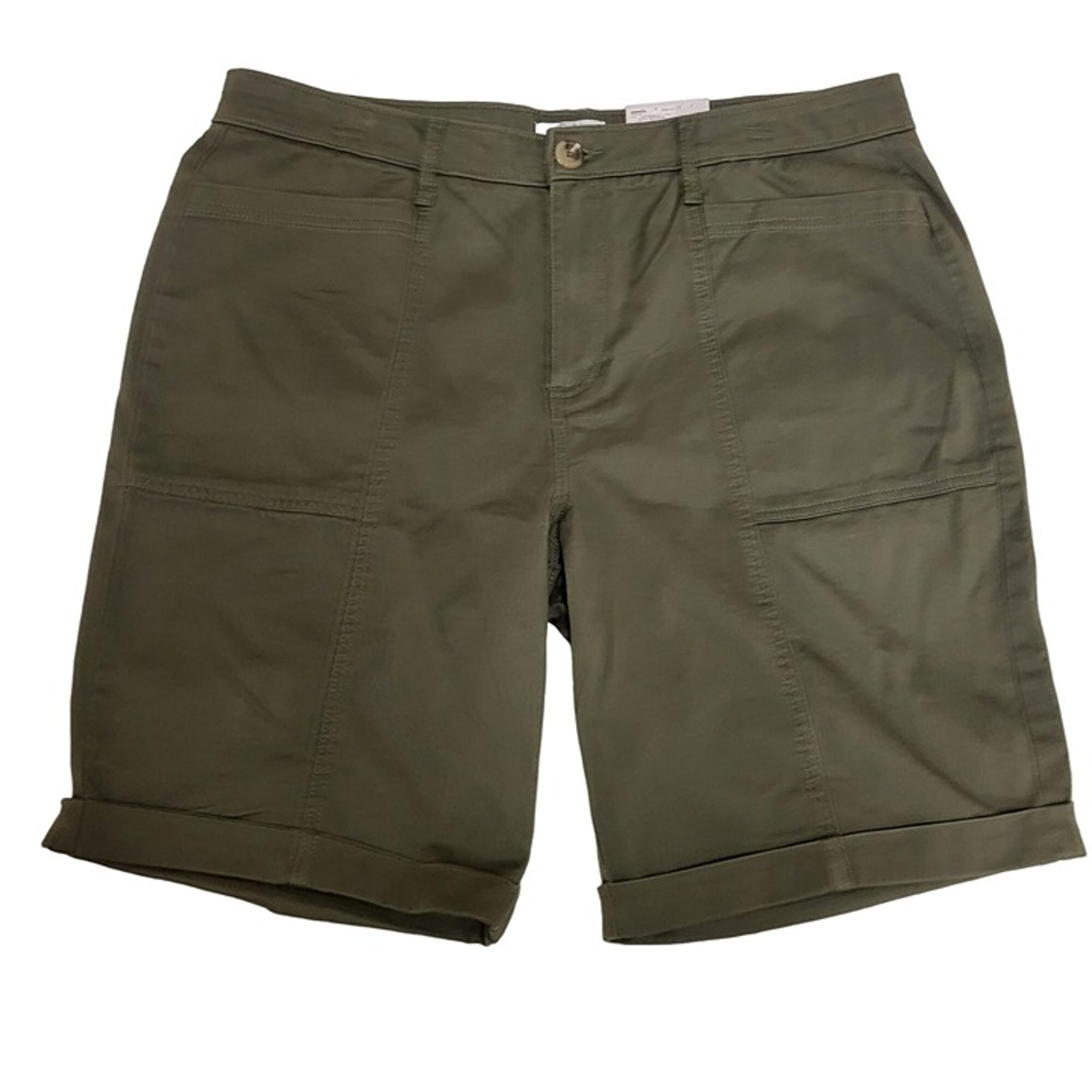 Croft & Barrow Mid Rise Shorts Olive Green Folded Hem Women's 16