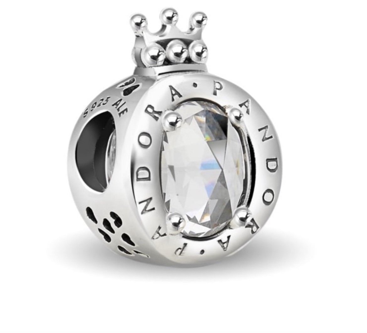 PANDORA Clear Sparkling Crown O Charm Silver