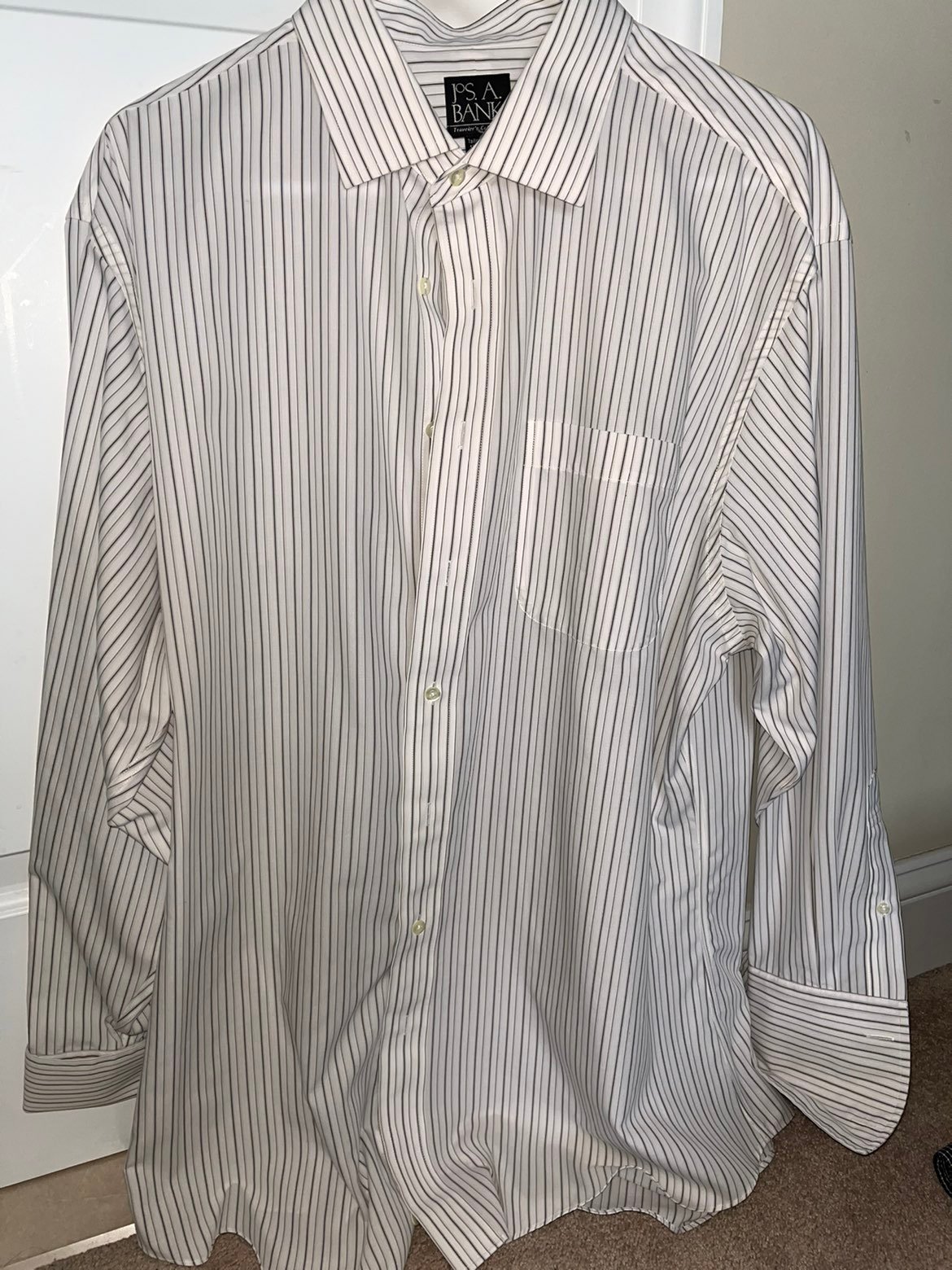 Jos A Bank Button down long sleeve collared shirt size 17.5/34