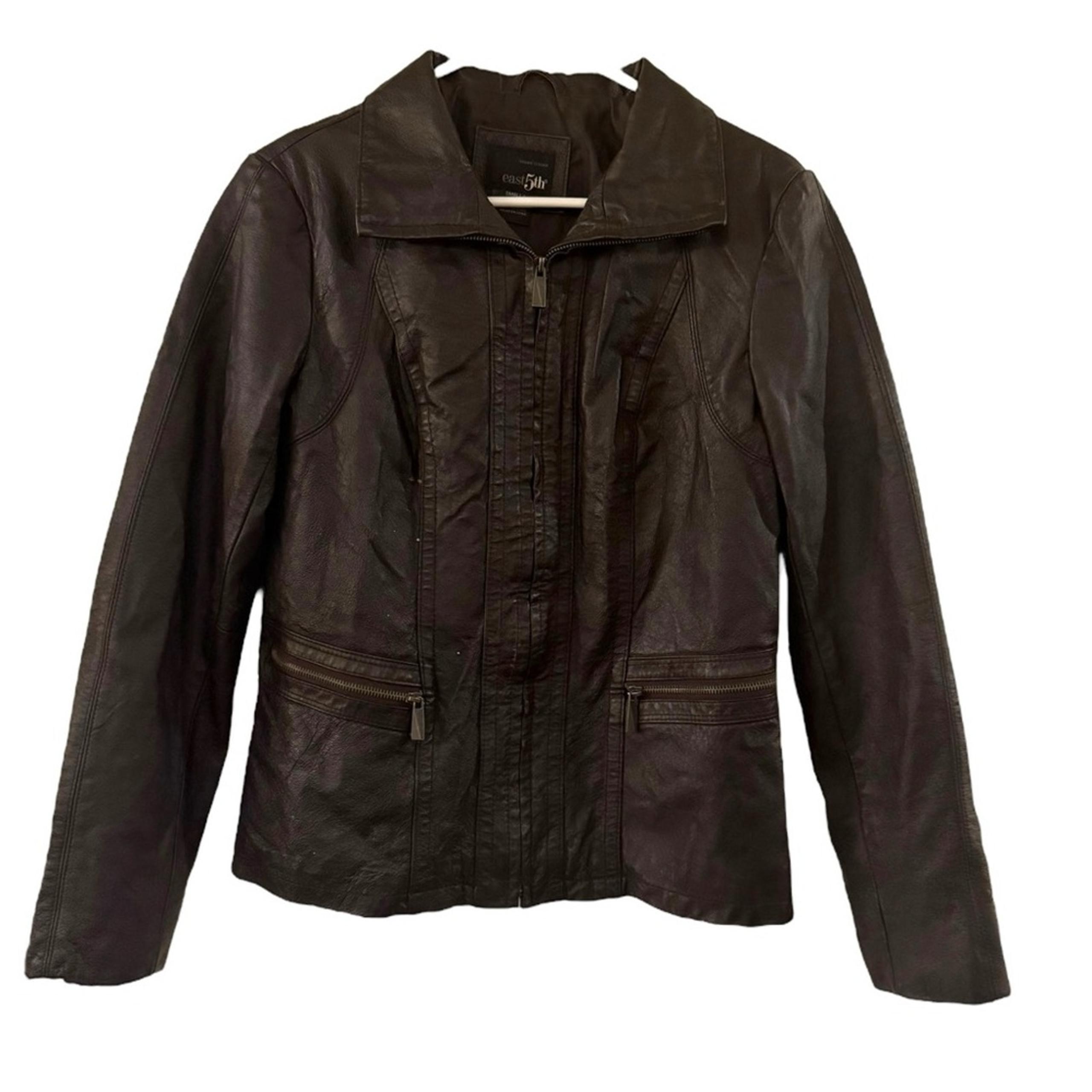 East 5th Genuine Leather Jacket Women’s Small Brown Vintage Y2K