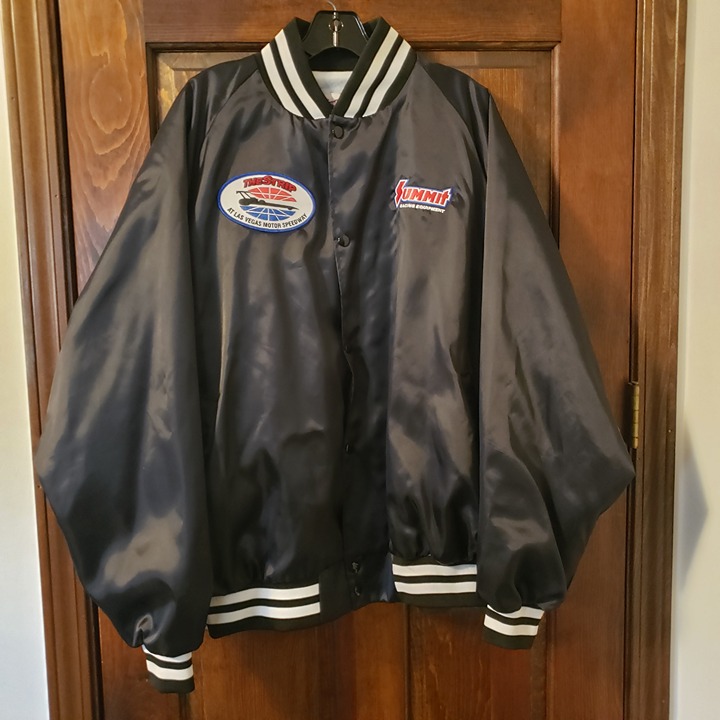 Vintage West Ark Satin Jacket Summit Racing Las Vegas Men's XL Black Made in USA