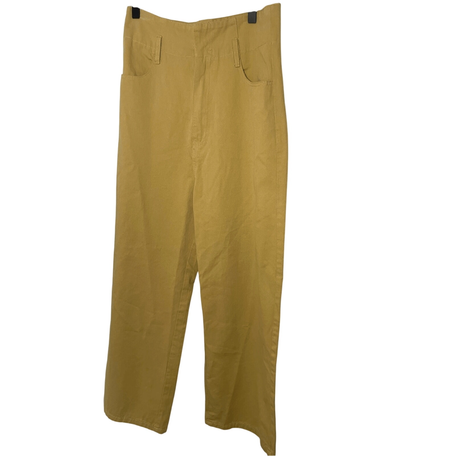 NWT Leli's Yellow Mustard Front High Rise Wide Leg Trousers Preppy Minimalist