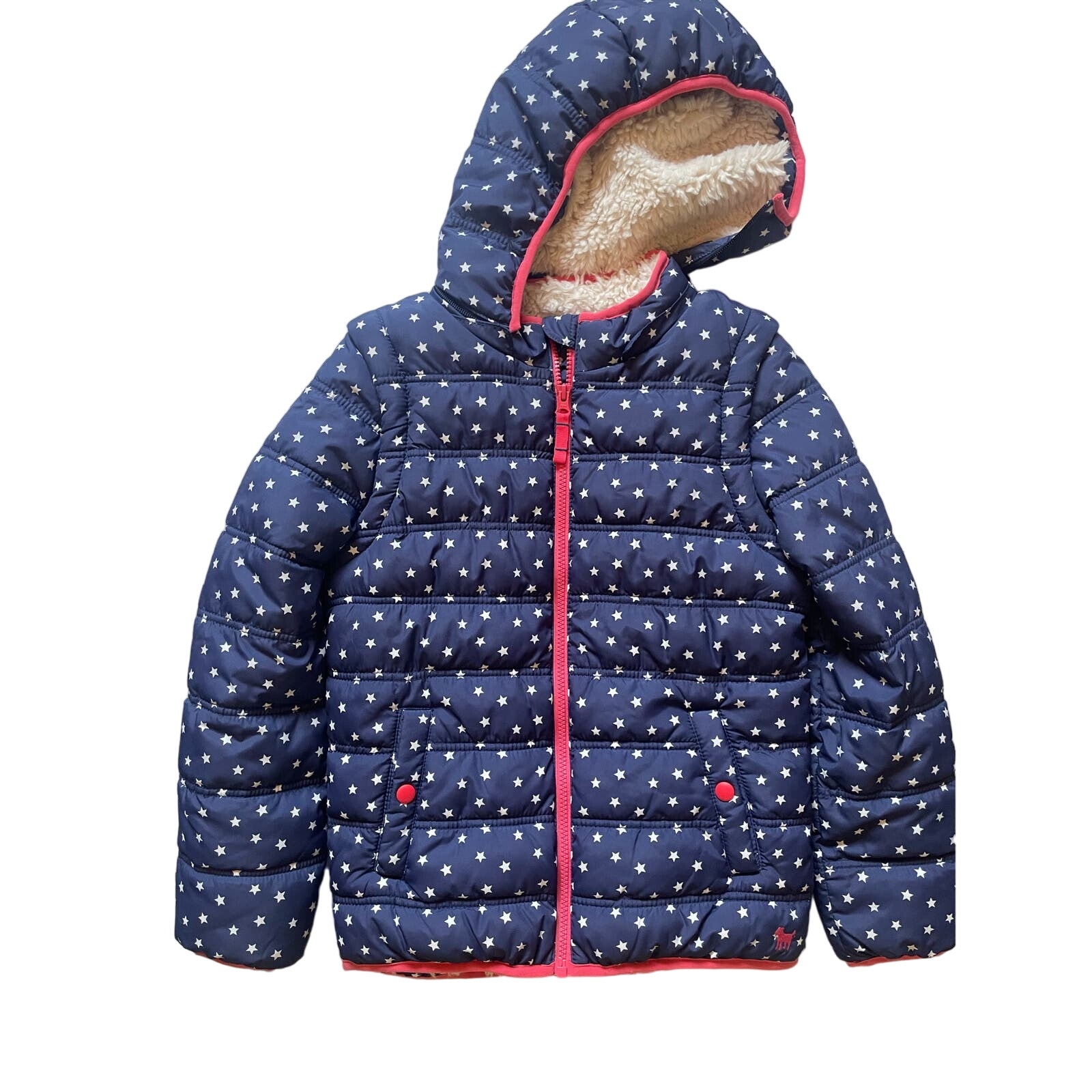 Mini Boden Navy Blue and White Star Print Puffer , Size 9-10Y / 140cm