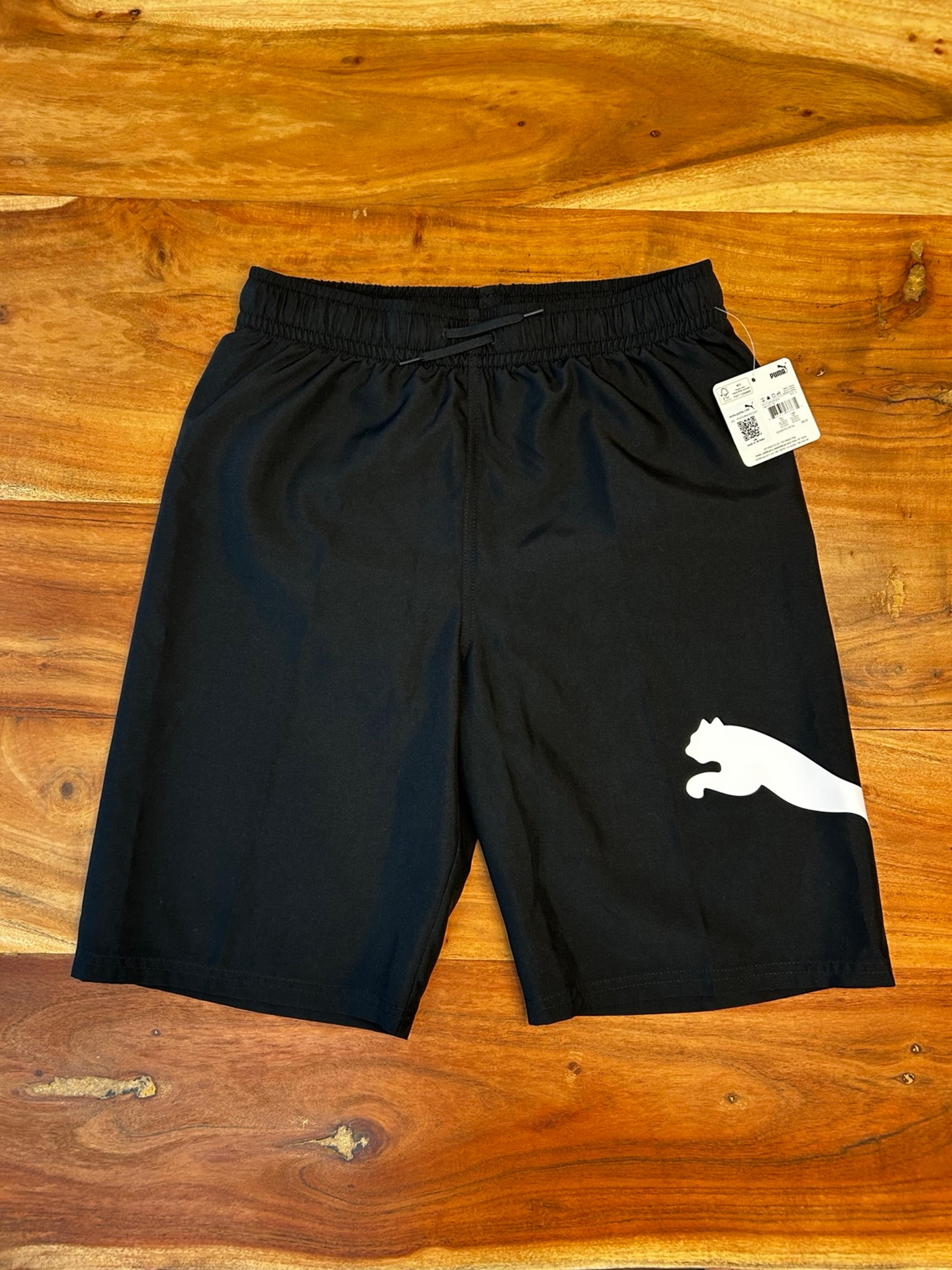 PUMA Black Gym Shorts Boys XL Mesh-Lined Lightweight Fast-Drying New with Tag