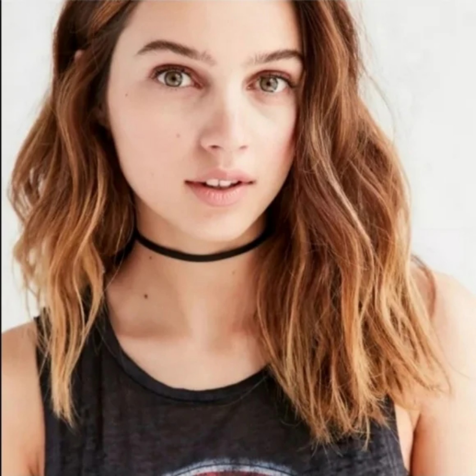 Free People Allie Black Leather Choker Necklace