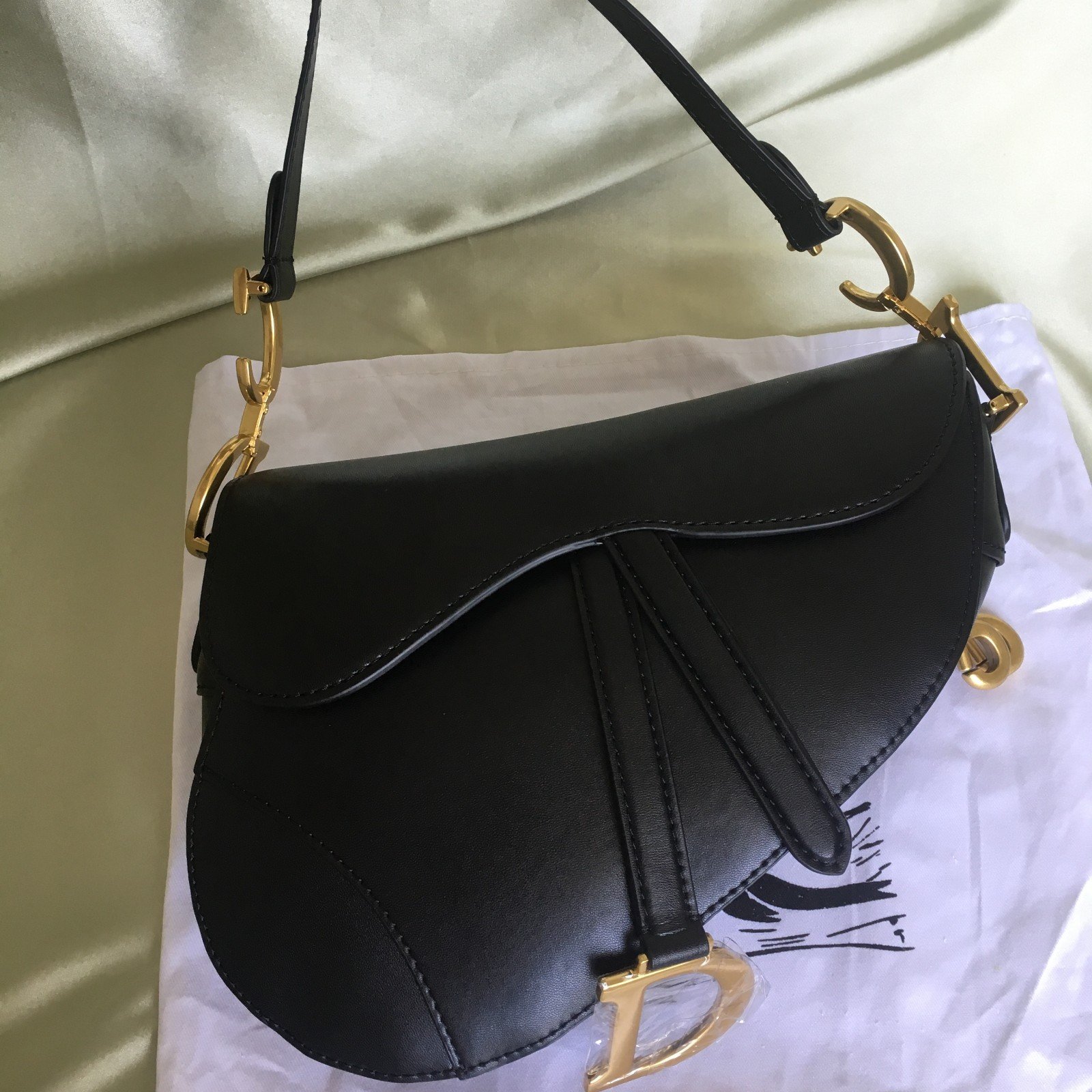Christian Leather Mini Saddle Bag Black