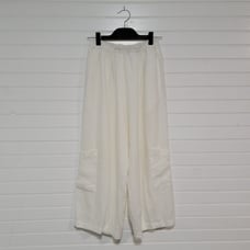 Bryn Walker Linen Pull On Wide Leg Cropped Pants Size Small Pockets Made in USA