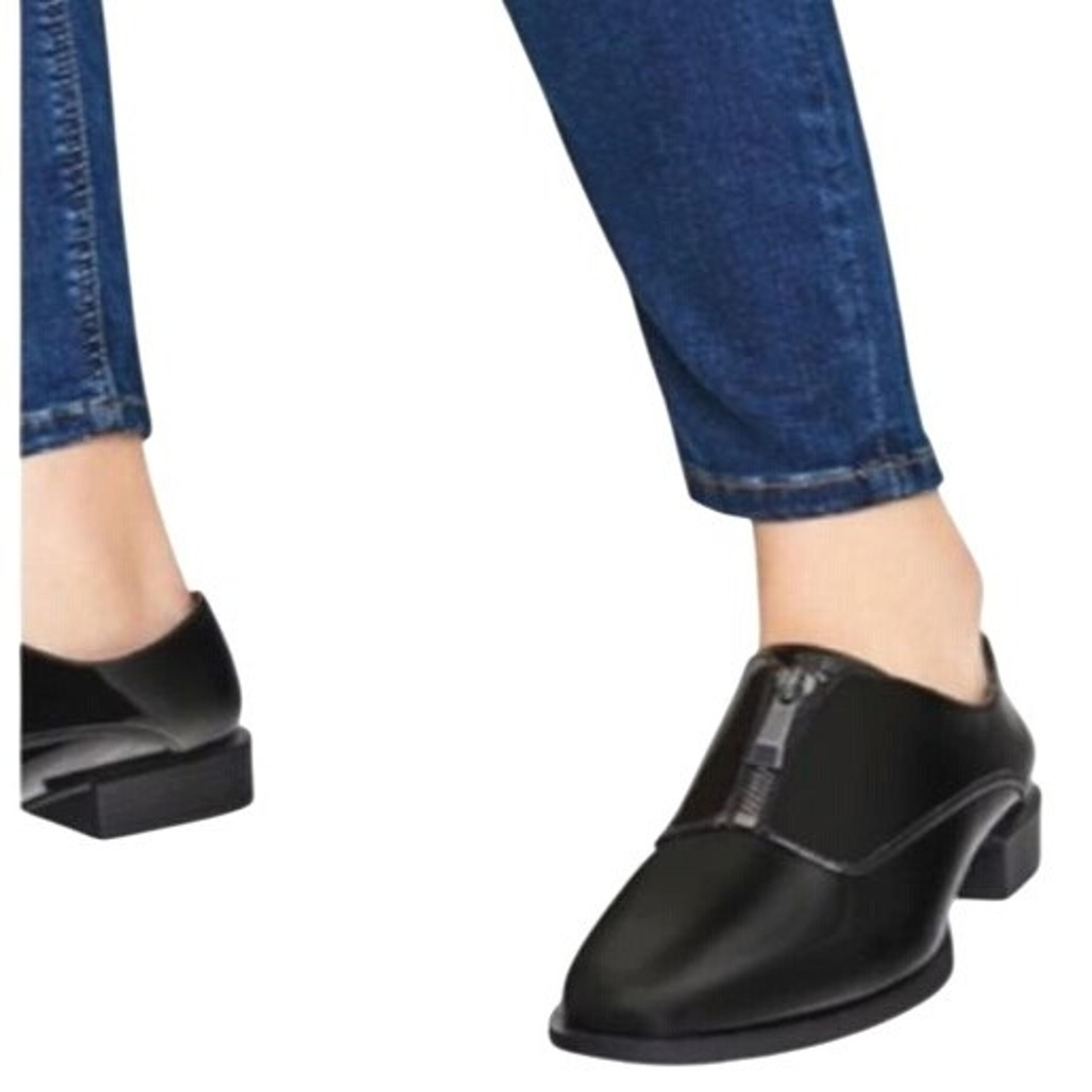 Zara TRF Women's Blucher Black Patent Leather Zip Oxford US 6.5 EUR 37