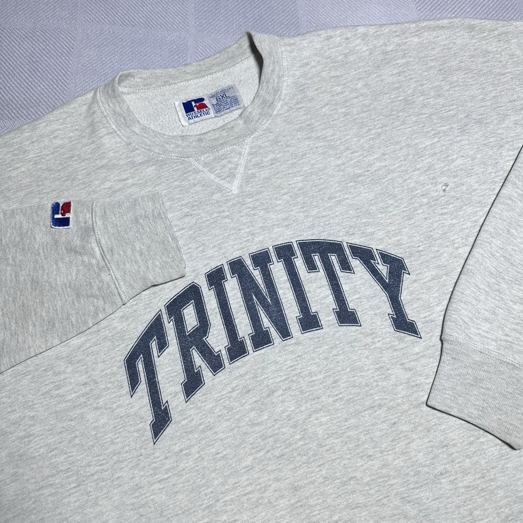 Vintage 1990s Russell Trinity College Gray Heather Crewneck Sweatshirt Size 6XL
