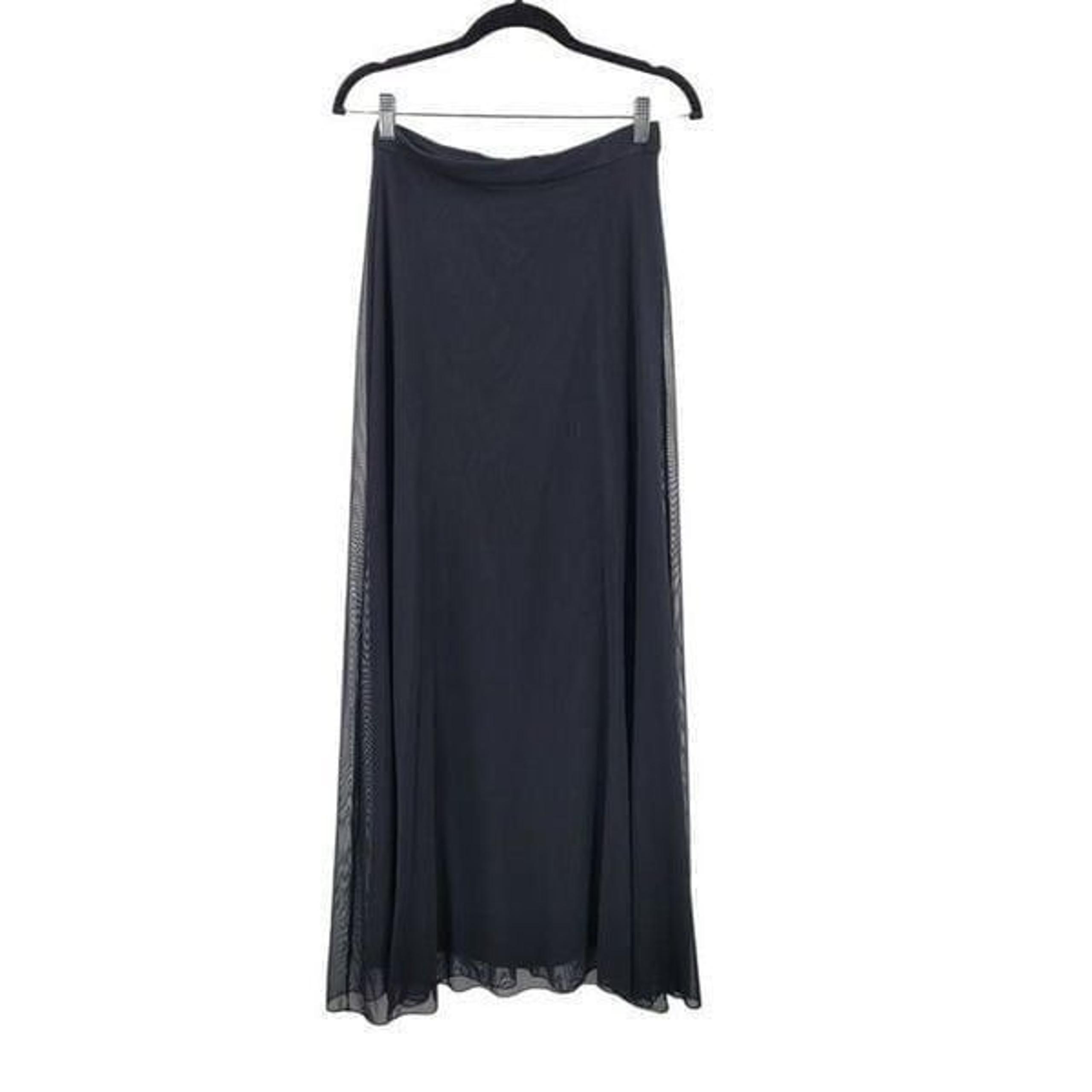 Vintage 90's Designer Tadashi Shoji Black Mesh Long Maxi Skirt 10 Cocktail Goth
