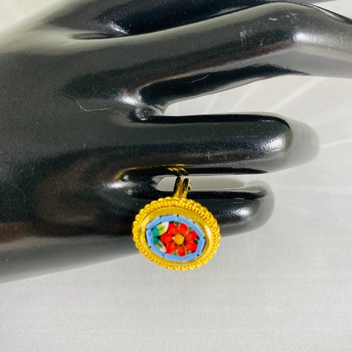 Petite Mila fiori, Italian gold tone, adjustable red Posey ring made in Italy