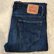 Levis 569 Loose Straight Jeans Men's 33x32 Blue Denim Dark Wash Baggy Whiskering