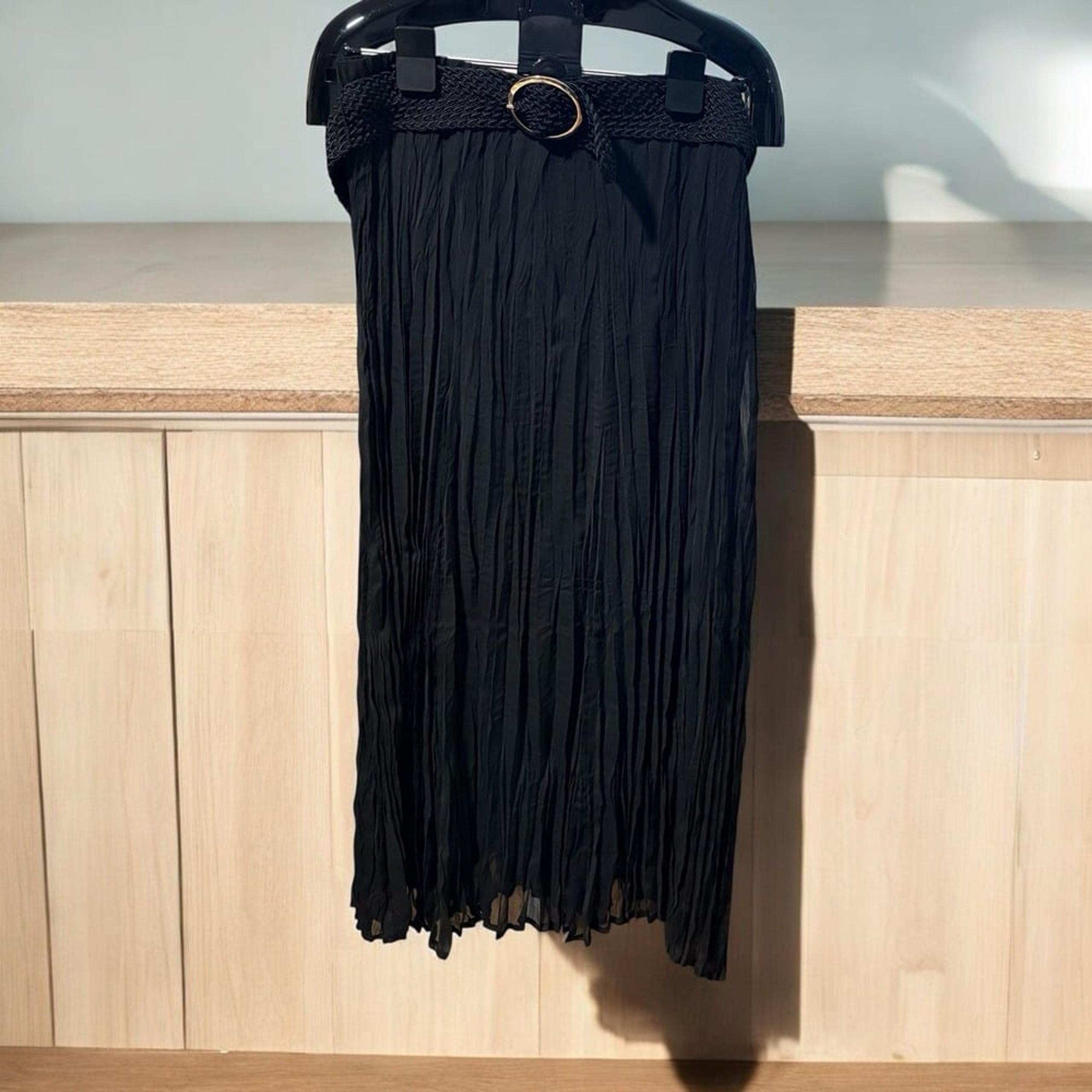 Dressbarn ROZ & ALI Black Witchy Goth Crinkle Pleated Crush Maxi Skirt Sz XL