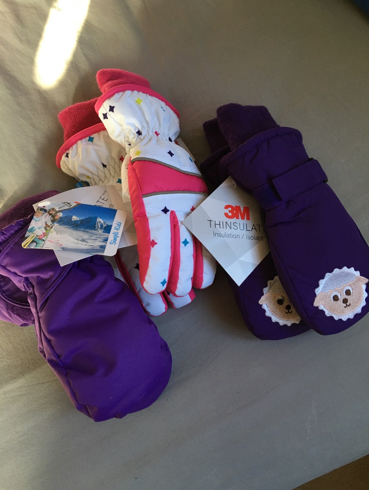 3 SimpliKids Snow Gloves (Ages 4-6)