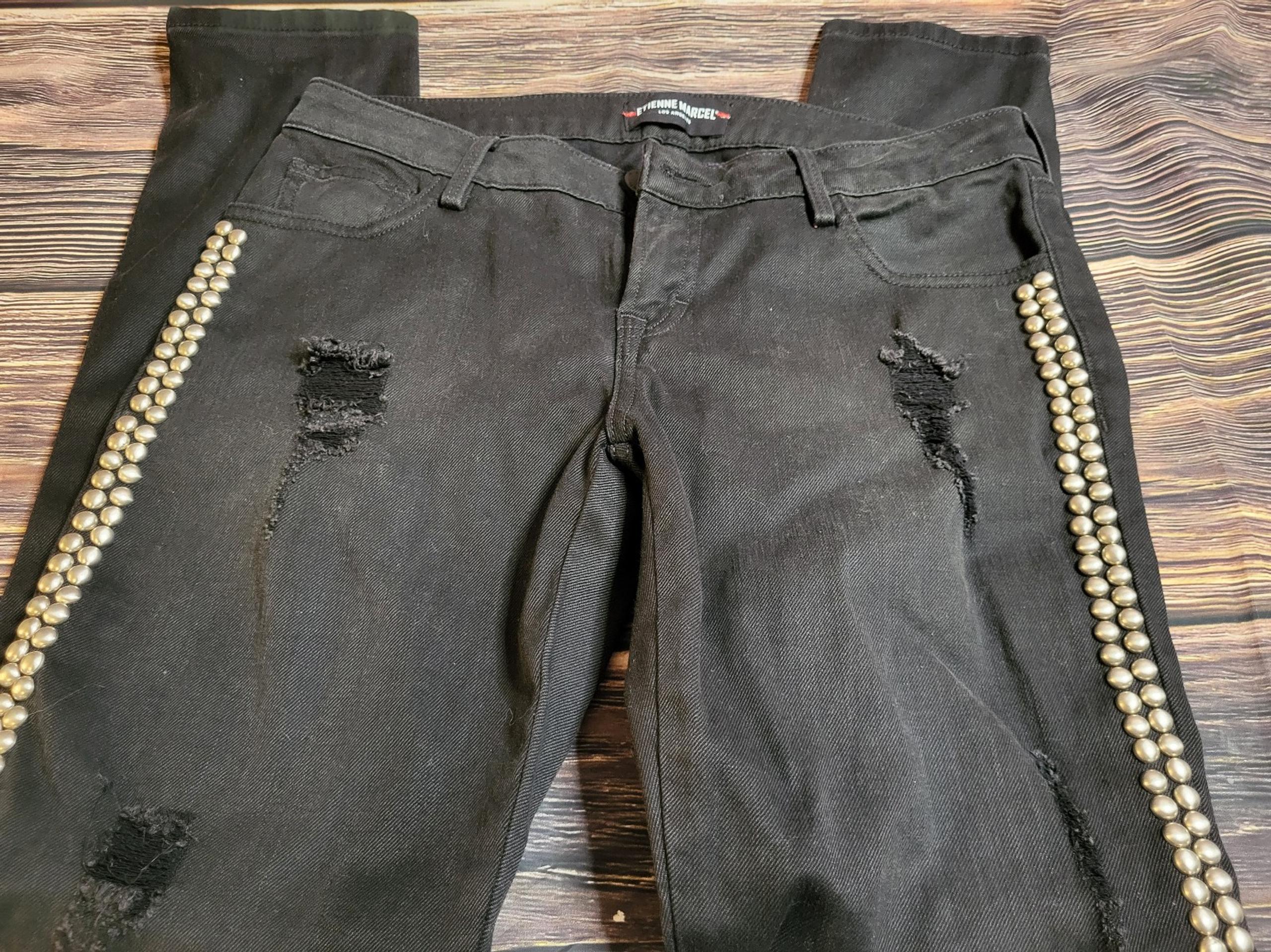 Etienne Marcel Los Angeles Womens Black Riveted Jeans SZ 28