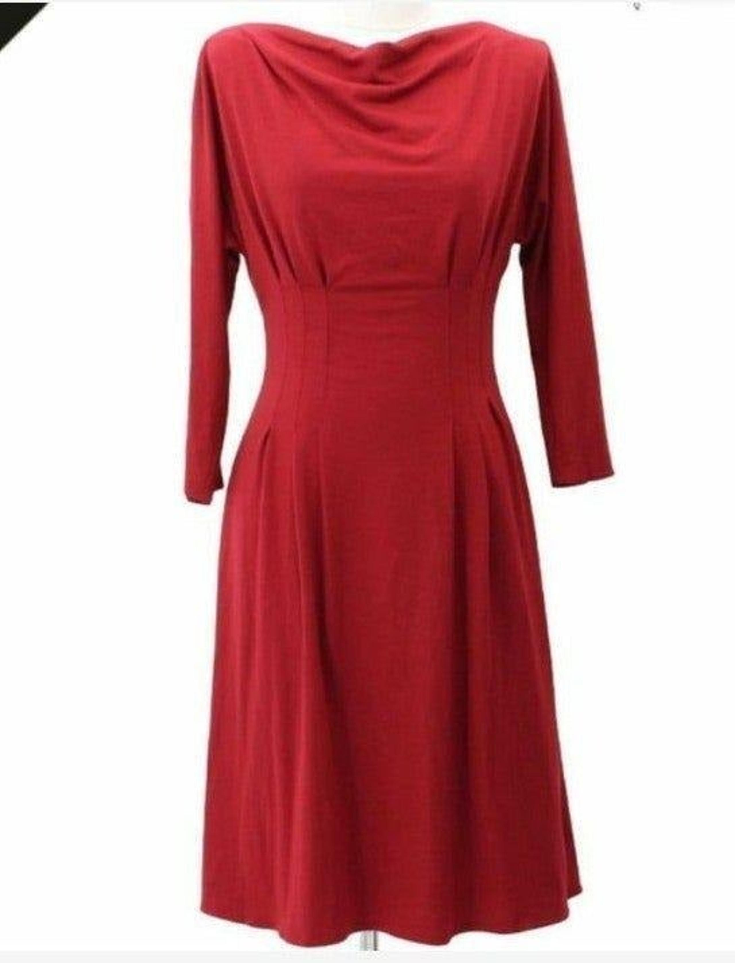 Kay Unger red cowl neck midi Dress women's size 2
