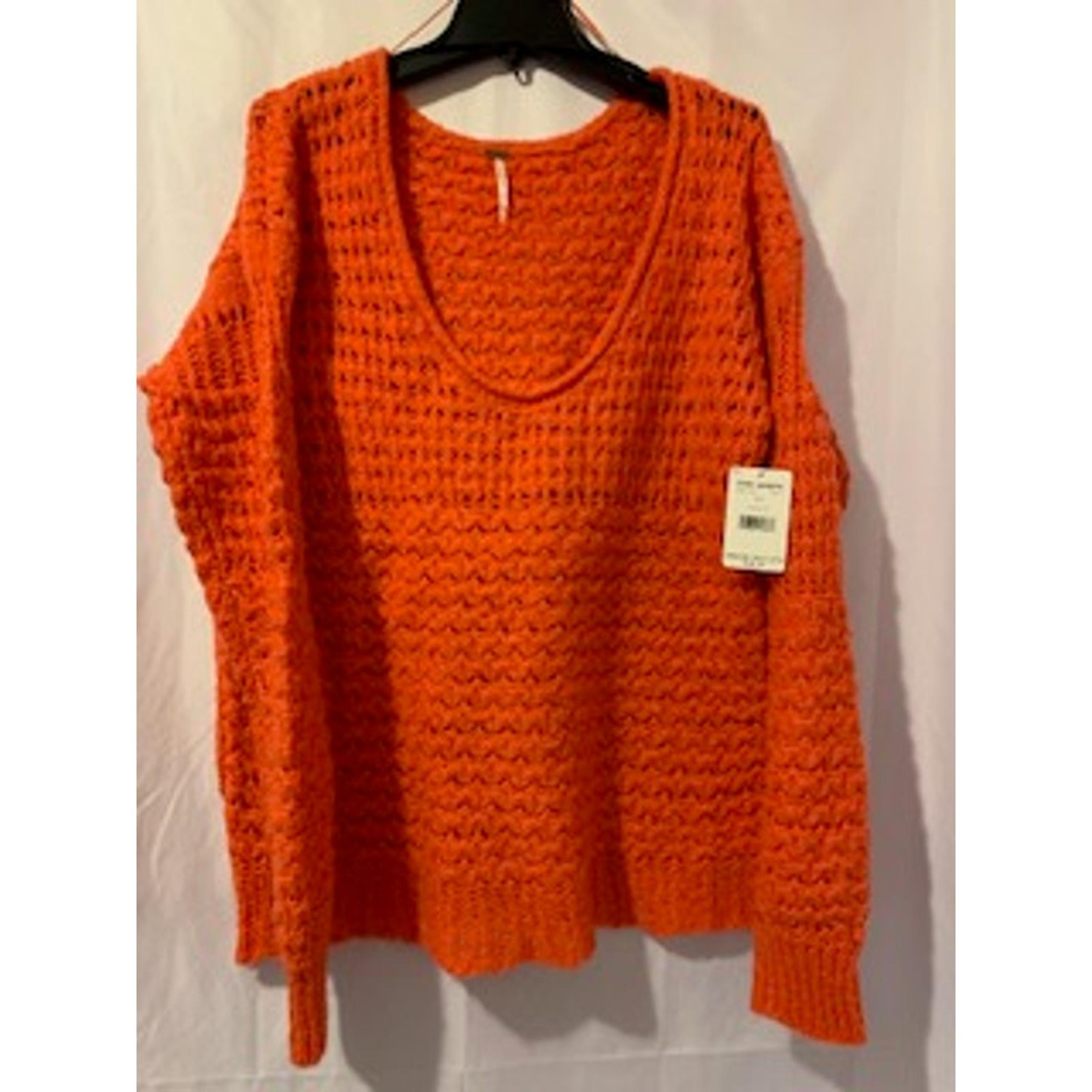 Free People NWT Orange Knit Long Sleeve Sweater Women Medium