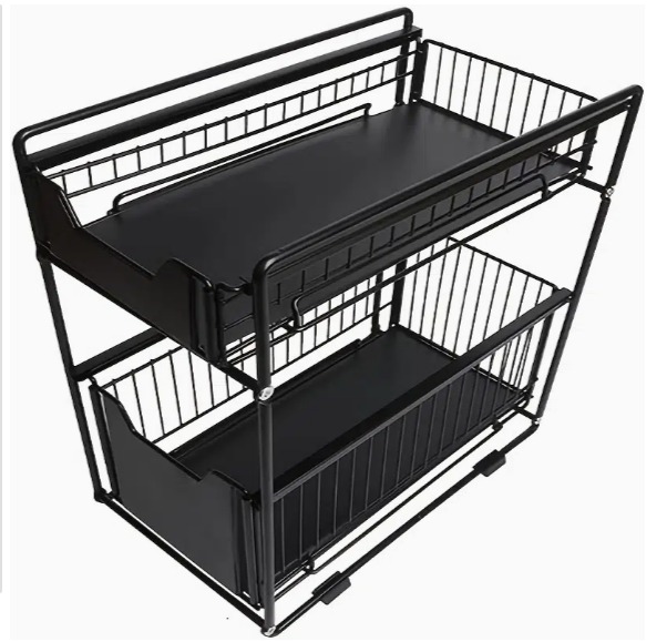 1pc Stackable Under Sink Cabinet Kitchen Shelves With Sliding Storage Drawers, P