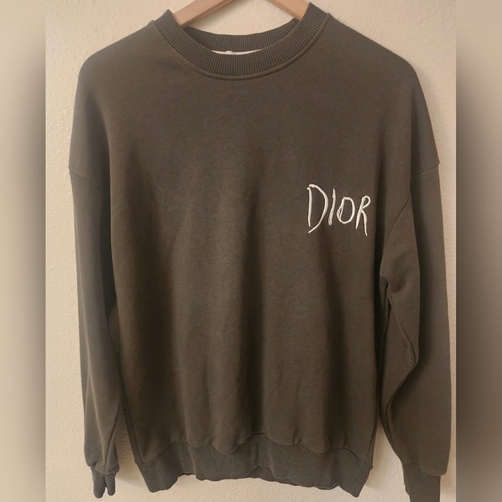 Christian Dior Paris Boutique Mens Green Pullover Sweatshirt Sz Medium