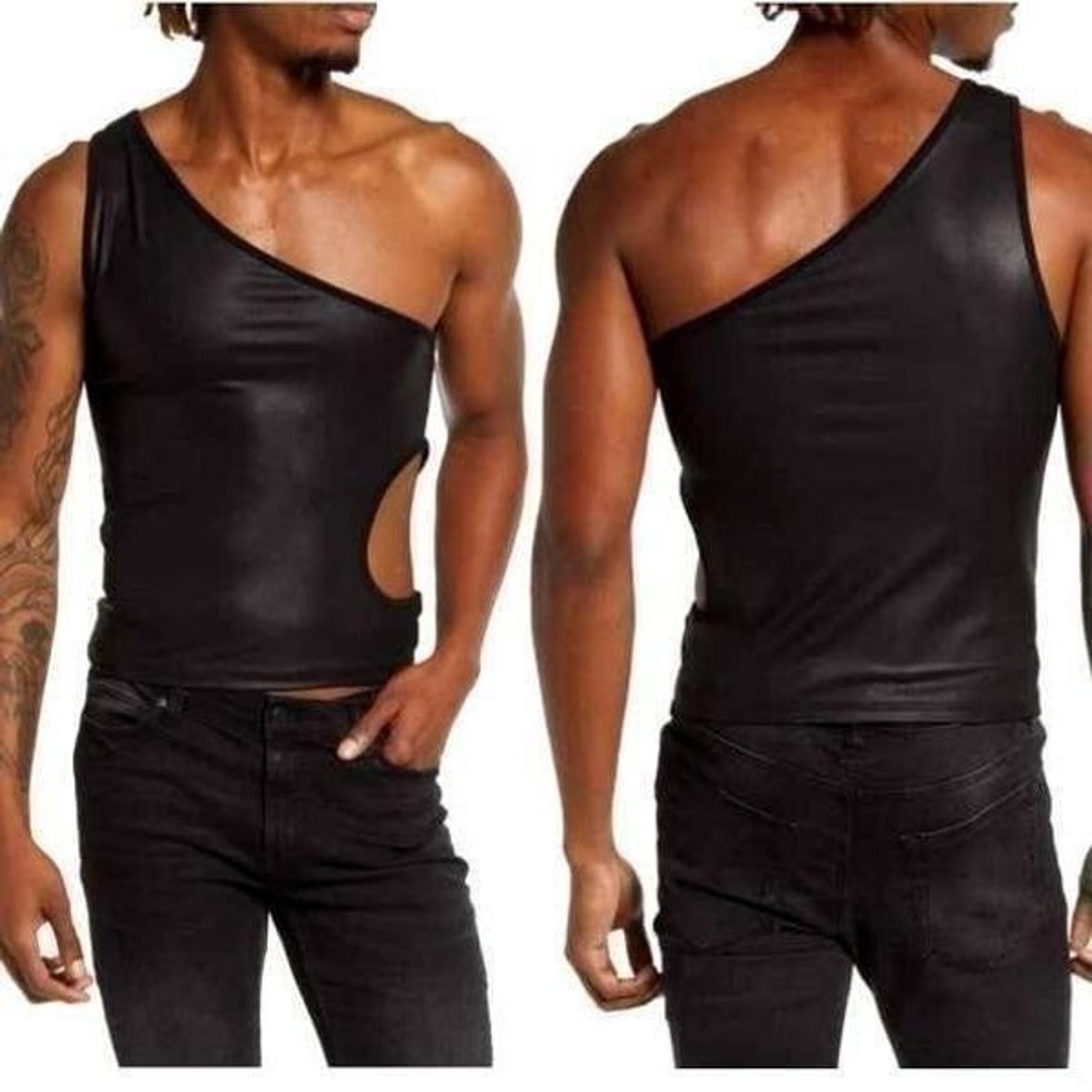 ASOS Design Skinny Faux Leather One Shoulder Vest Medium
