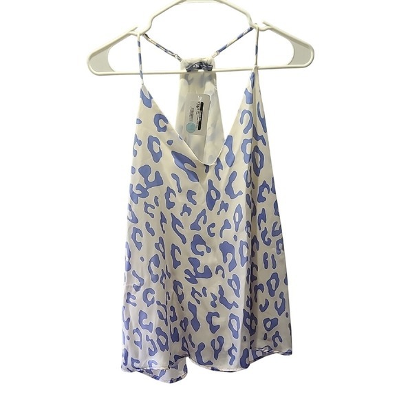 KLD Blue and White Leopard Print Women's Top M