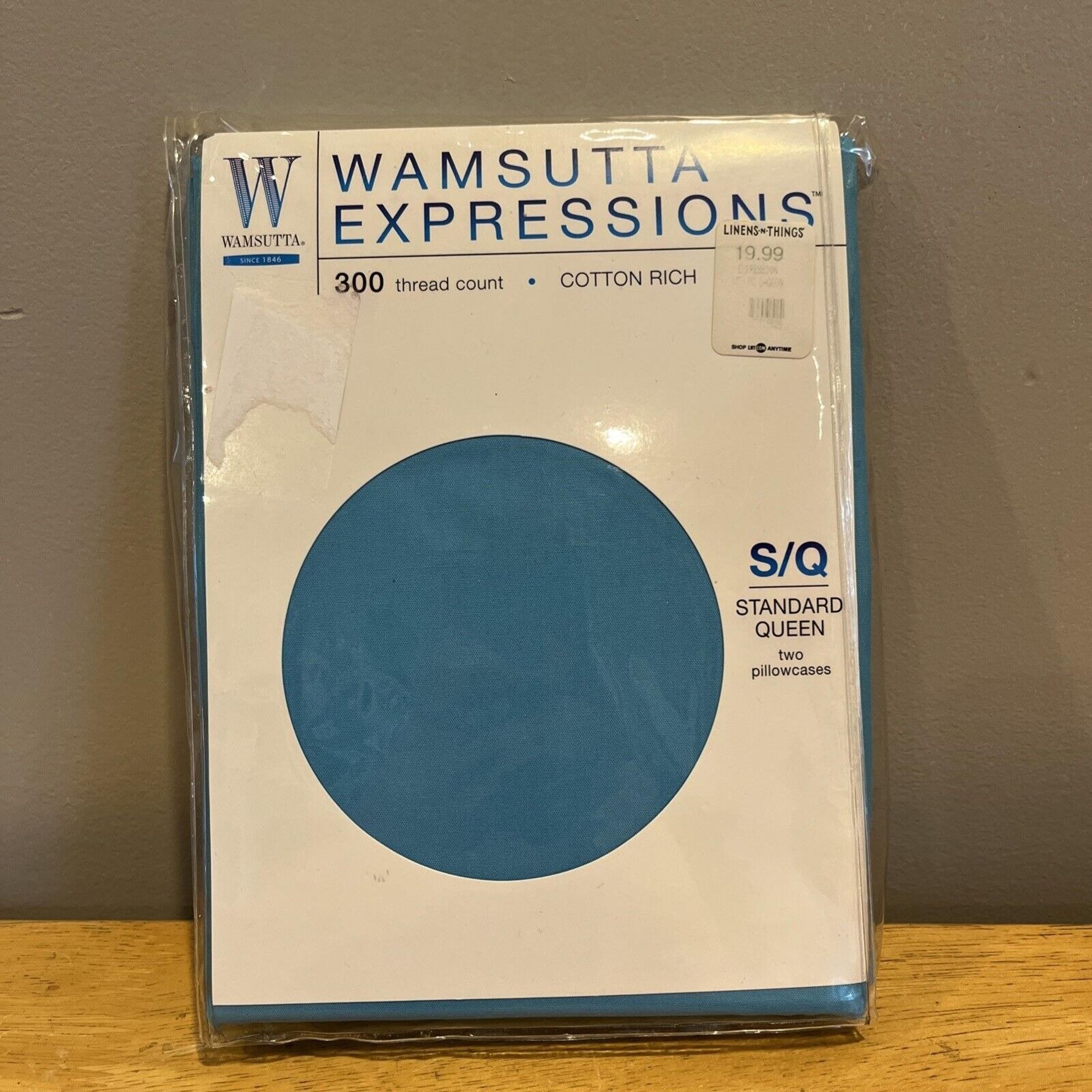 Wamsutta Peacock BLUE Standard Queen Size Pillowcases  Expressions 300TC NIP