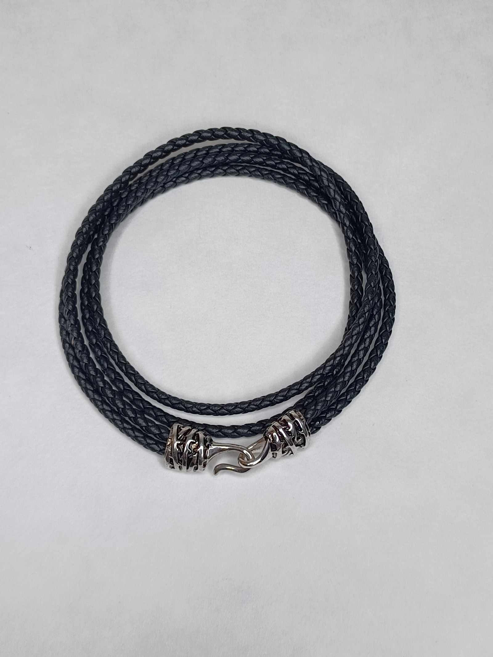 Effy Sterling Silver & Braided Leather Wrap Bracelet