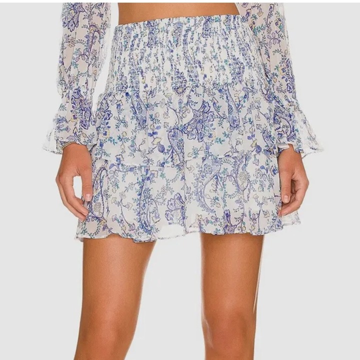 Milly Women's White Wyatt Sketched Paisley Skirt 8