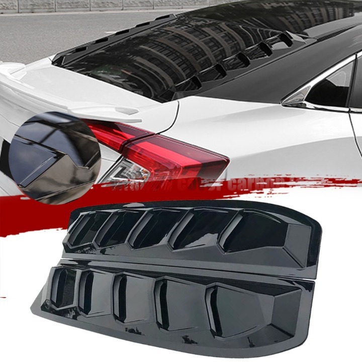 NEW 2PCS 2016-2021 Honda Civic Sedan Rear Side Window Louver Scoop Cover Black