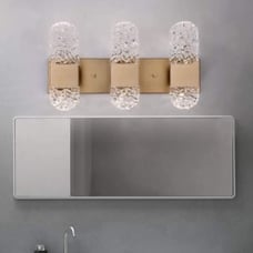 Gold 3-Light Ice Crystal Vanity Light Bathroom Lighting