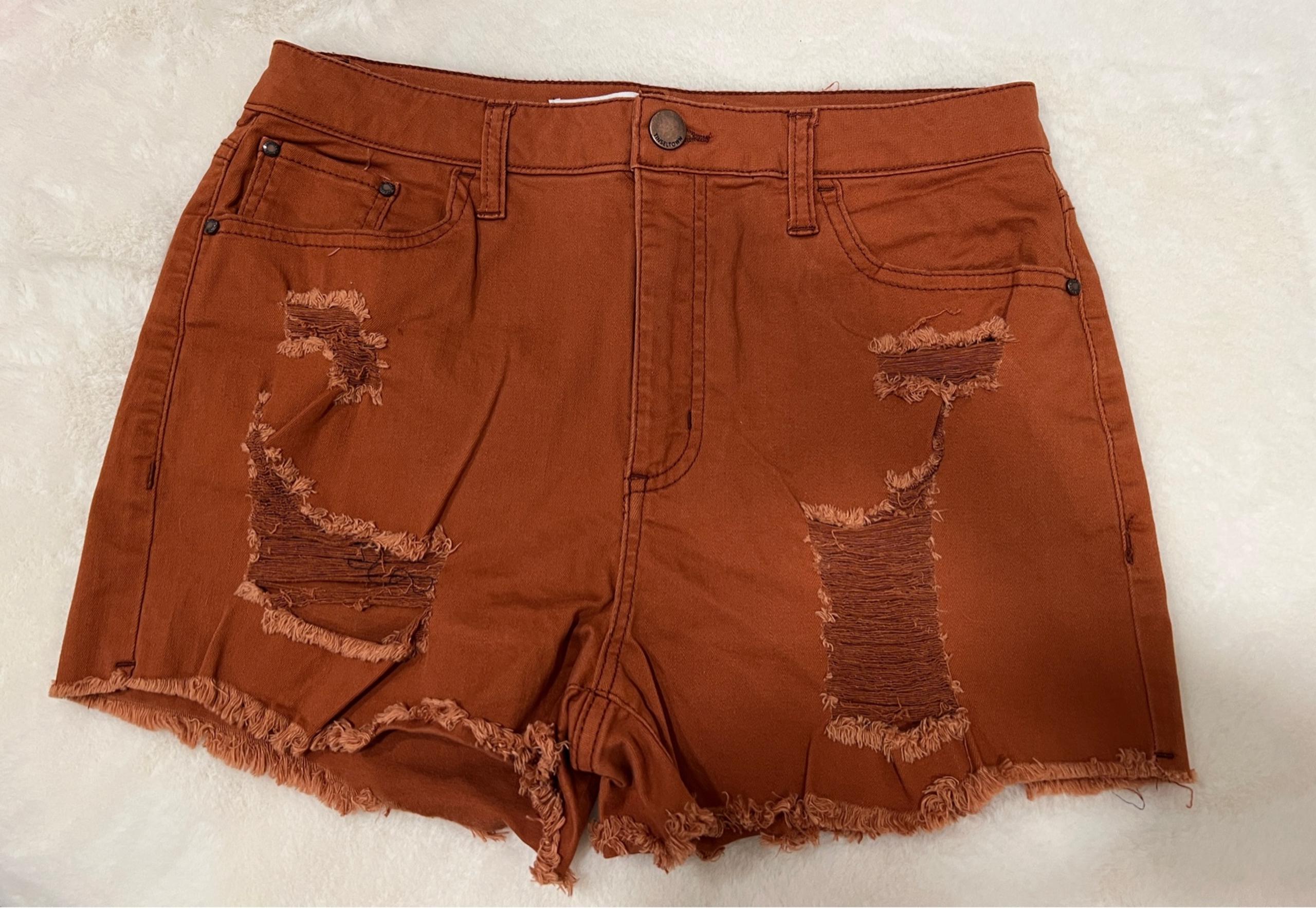 Tinseltown distressed ripped front denim shorts