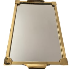 Vintage Italian Brass Modernist Mirrored Serving Tray Barware Mid Century Modern